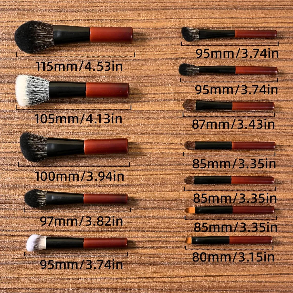 13 PCS Walnut Makeup Brushes Set Travel Size Professional No Shed Tan Mini Makeup Brushes With Case