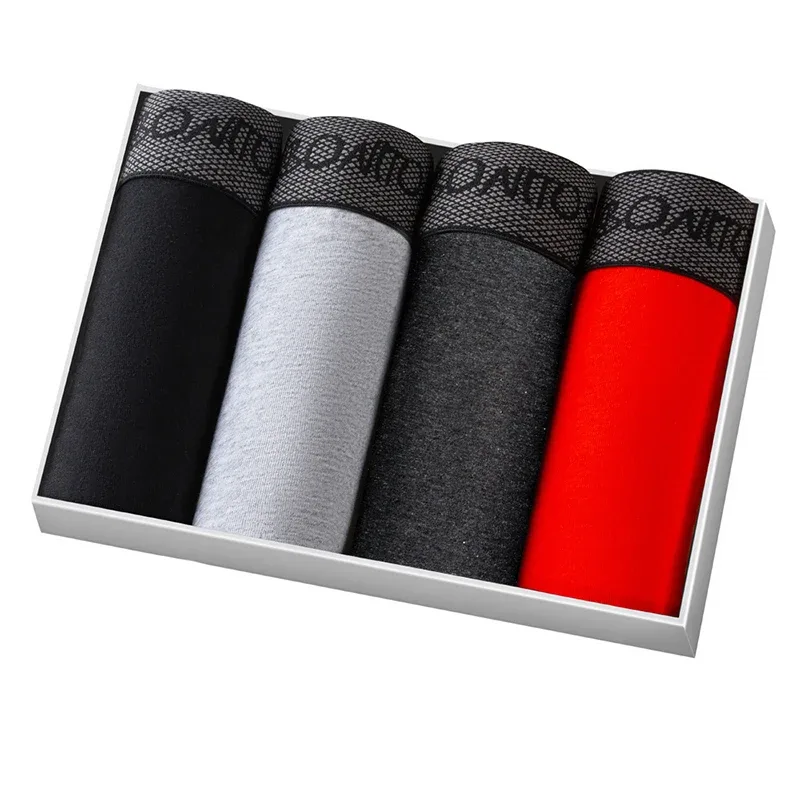 4 pçs roupa interior de algodão para o homem boxers calcinha masculina quente conjunto alta qualidade dos homens boxer shorts família masculino cuecas presente sexy tronco