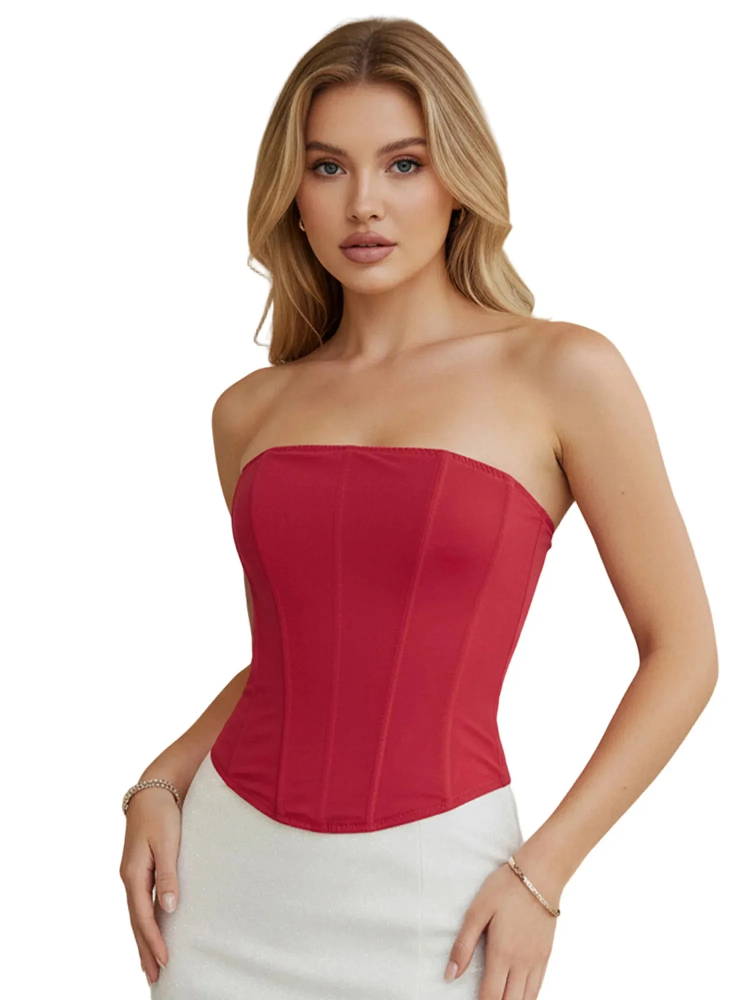 Women Y2K Sexy Slim Vest French High Street Elegant Backless Tank Top Summer Vintage Corset EGirl Solid Color Strapless Tube Top