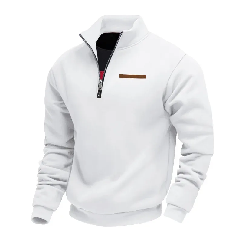 American autumn and winter heavy fleece long-sleeved men's sweater half zipper loose stand-up collar pullover men's sweater