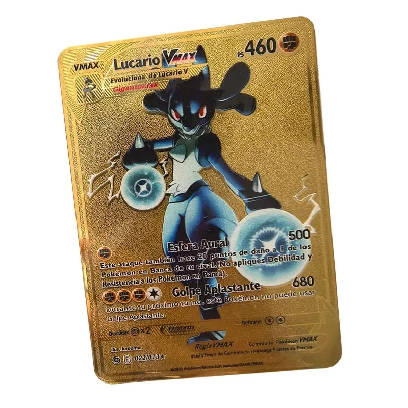 Pokemon Metal Cards in Spanish Pikachu Arceus Charizard DIY Trading Flash Card Anime Cartoon Gift