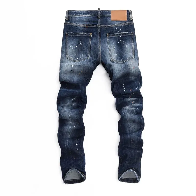 new design blue dsq2 Men Jeans Pants Cotton straight Slim Jeans Denim Designer Badge zipper D2 COOLGUY JEANS top quality 8523