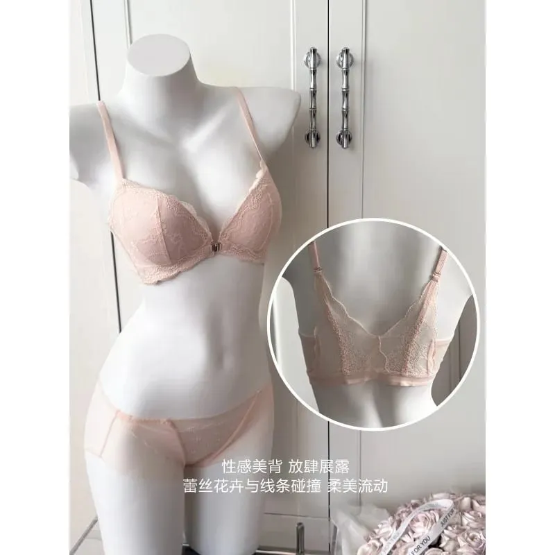 Summer Nouvelle Tendance! Soutien-Gorge Push Up à Fermeture Avant - Bretelles Dentelle Dos Bralette Légère pour Petite Poitrine