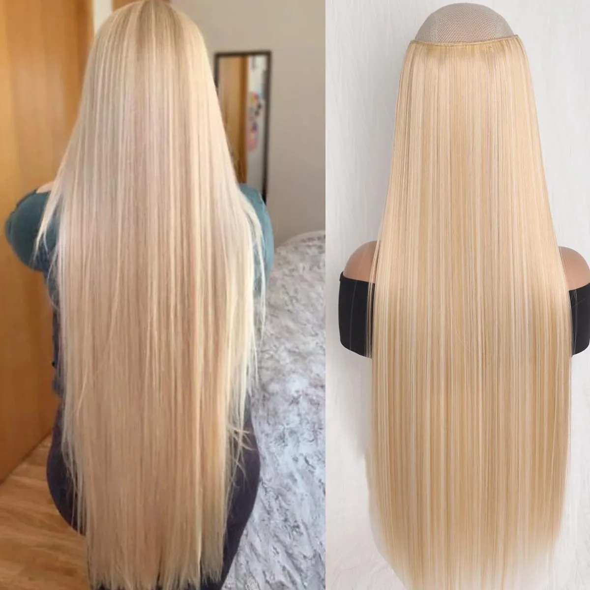 JKL Synthetic 5 Clip In Hair Extensions Long Straight Hairstyle Hairpiece Black Brown Blonde 80CM Natural Fake Hair For Women