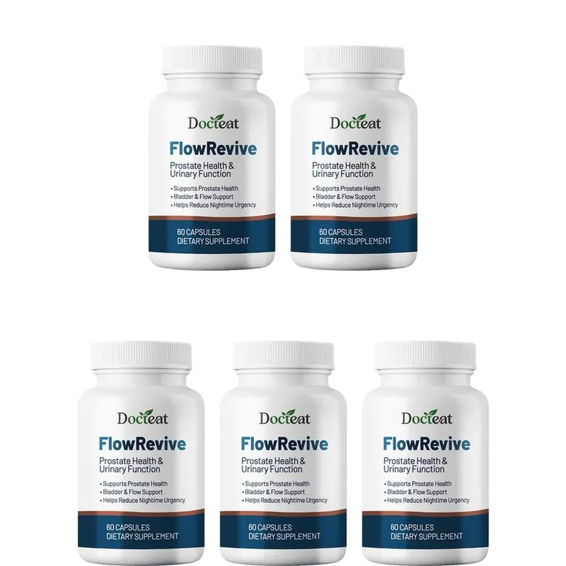 Docteat FlowRevive Prostate & Urinary Support Capsules with Saw Palmetto Pumpkin Seed and Pygeum Bark Extract - 60 Capsules