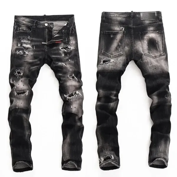 High Quality Street Fashion Men Jeans Retro Blue Elastic Slim Fit Ripped Jeans Men Embroidery Designer Denim Brand Pants Hombre — image 10