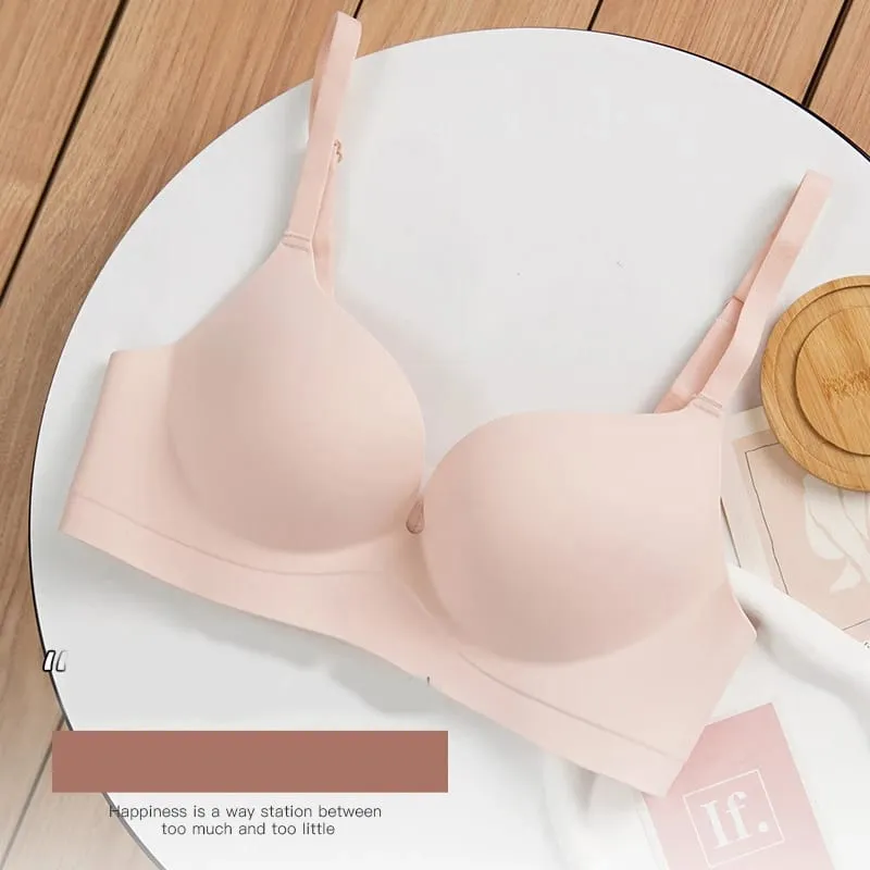 1Pcs Women Seamless Wireless Push Up Bra for Women Nude Brown Smooth Contour Cup Invisible Underwire-Free Bralette Daily Wear