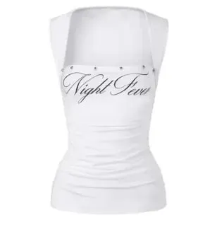 Y2k Tank Top Slim Women Harajuku Streak Graphic Print Aesthetics Summer Fashion Bow Corset top