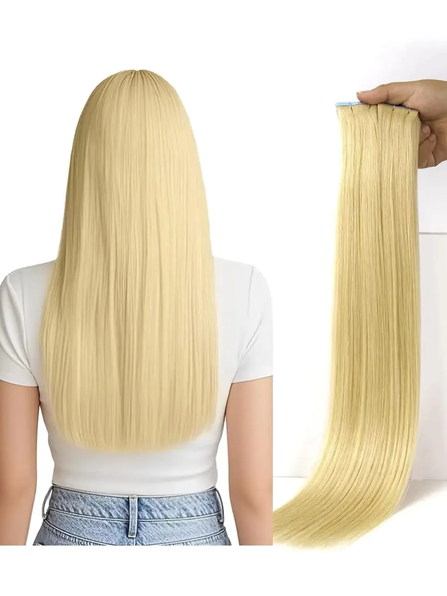 Bleach Blonde Tape in Hair Extensions Human Hair 24 Inch Skin Weft Seamless Invisible 20pcs/50g Remy Human Hair Extensions #613