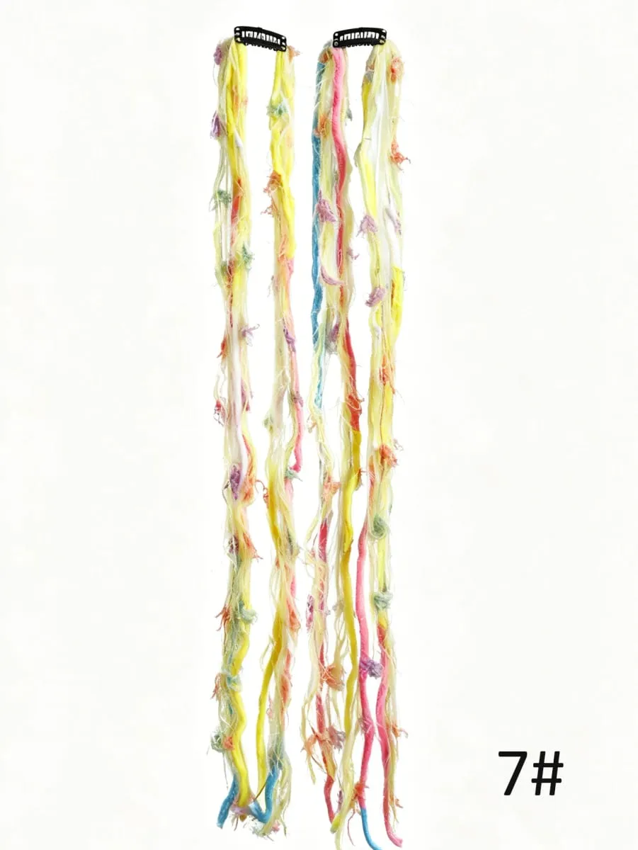 Colorful Hand Woven Braiding Extensions Hair Clip In Synthetic Wig Dreadlock Hair Pieces Hair Accessories for Women Daily Party