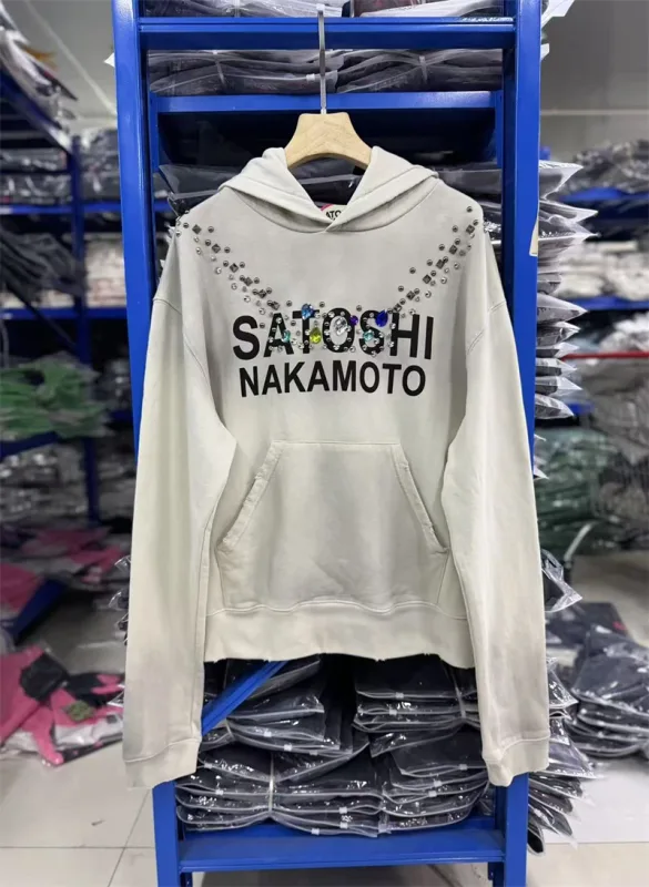 Autumn/Winter SN Necklace Letter Print Washed Vintage Hoodie High Street Casual Cotton Loose Sports Versatile Trendy Tops Men