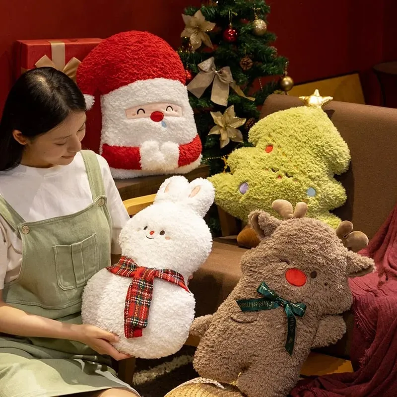 Christmas Back Pillow Gingerbread Man Sofa Cushion Pillow Christmas Santa Elk Snow Man Plush Toy Kid Christmas Birthday Gift