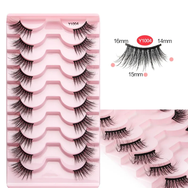 Half Eye Lashes Cat Eye Lashes 3/5/10 Pairs False Eyelashes Fluffy Soft Natural Look Clear Band 3D Mink Lashes Extension Makeup
