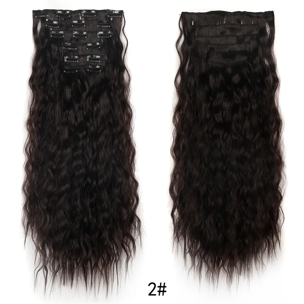 Corn Hair Extensions 6Pcs 20 Inch Clip In Hair Extensions Curly Clip Ins Hair Extension Invisible Natural Hairpieces For Women