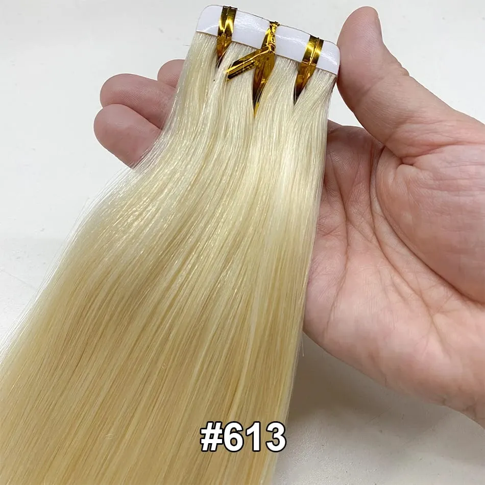 Luckinghair Wholesale 100% Virgin Double Drawn Straight Invisible Human Hair Tape in Extensions Wave Style