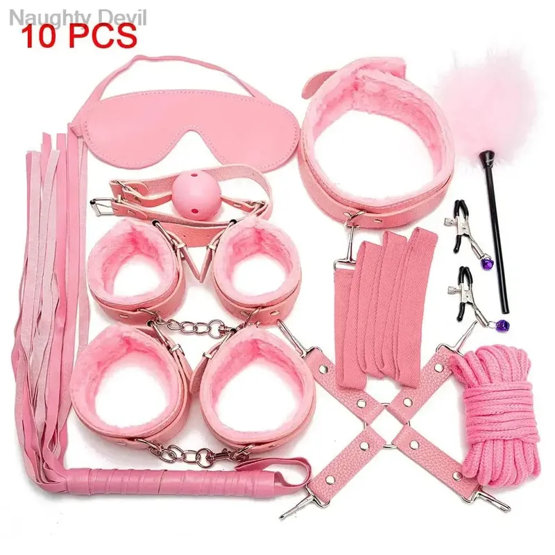 Sexy Toys for Cosplay Couples Adult Products 18 Handcuffs Erotic Accessories Bondage Hemp Rope Mask Sex SM BDSM Bondage Kit Set
