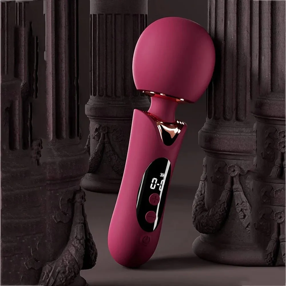 Vibrador av lcd poderoso com cabeça grande, massageador corporal feminino, brinquedo sexual para mulheres, clitóris, ponto g, estimulação da vagina, varinha mágica