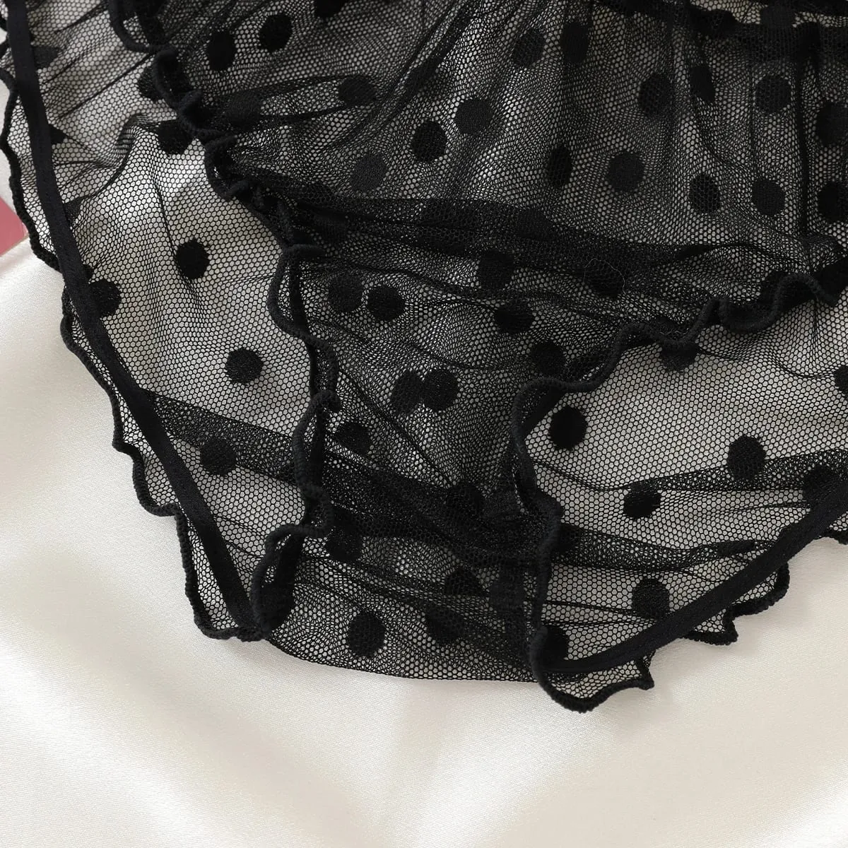 Women 2-Piece Lingerie Dot Embroidery Mesh Fancy Outfit Romantic Underwear Set Bra And Panty Sets — image 6