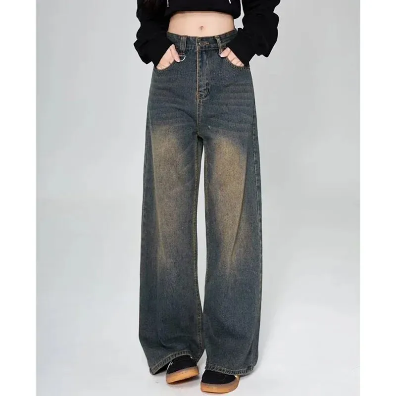 Summer Men Baggy Jeans Unisex Vintage American Style Straight Wide Leg Denim Pants Fashion Brand Hot Sale Casual Trousers