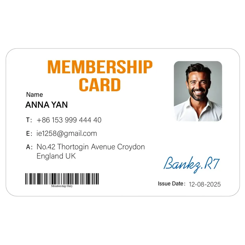 Custom 1 PCS Fan Club Membership Card PVC Plastic VIP Loyalty Card for Influencers Supporters Commemorative Worldwide Shipping