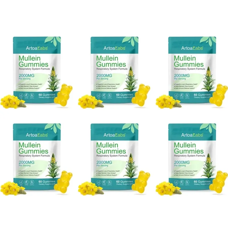 ArtoaLabs Mullein Gummies 2000mg 50:1 Extract for Respiratory Health & Clear Airways Supports Daily Immune Defense 60 Gummies