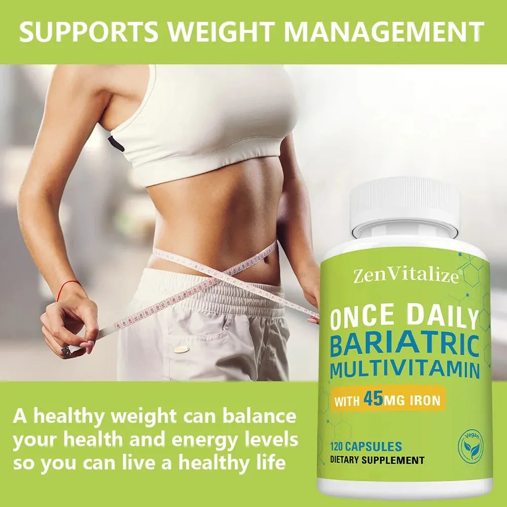 Daily Multivitamin & Minerals Capsules with Iron Immunity Energy Hair Skin & Nail Support Nutrition After Bariatric Surgery