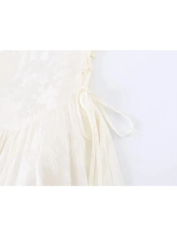 New 2026 Women Mini Dress Square Collar Puff Short Sleeve A Line Dresses Elegant Slim Fit Bandage Party Summer Clothing