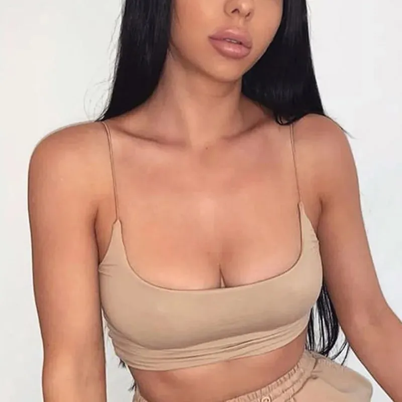 Womens Summer Camis Tanks Tops Sleeveless Bustier Unpadded Bandeau Bra Vest Crop Top Seamless Tees