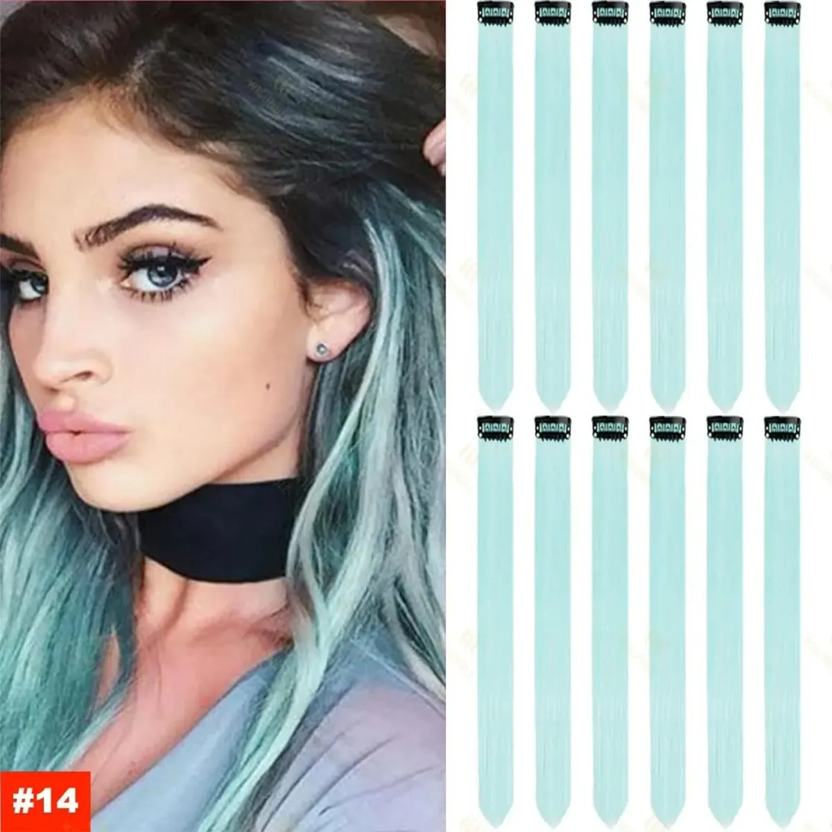 1 5 11 Pçs/lote Grampo em Extensões de Cabelo Multi-Cores Destaques Cabelo Sintético 22 polegada Rainbow Hairpieces para Meninas Mulheres 2030 — image 10