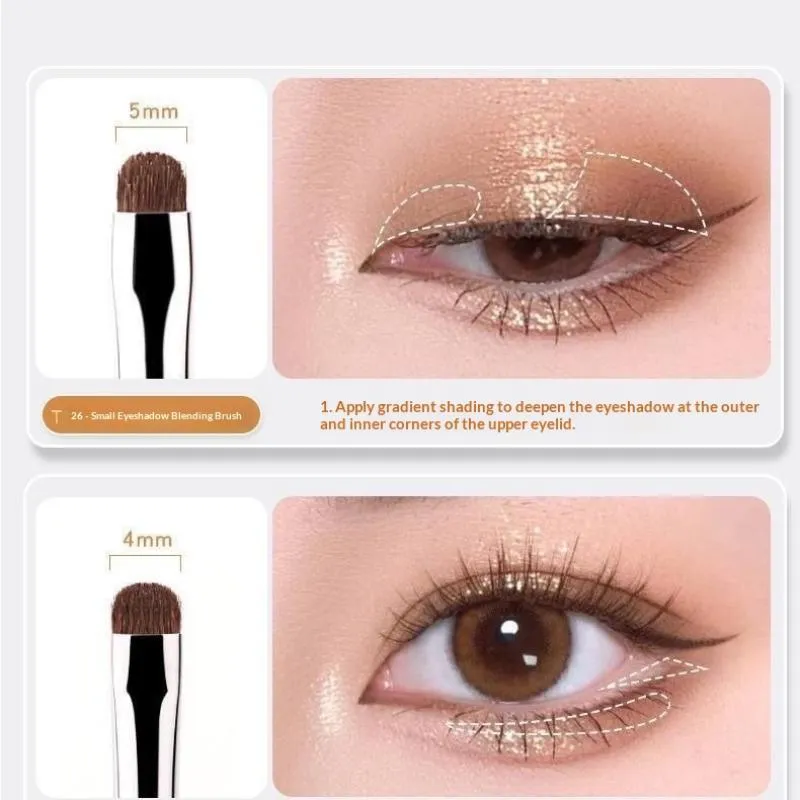 4/6Pcs Undereye Smudge Brushes Soft Eyeliner Brush Perfect Eye Makeup Tools Eye Detail Brushes Set Horse Hair Eyeshadow Brushes