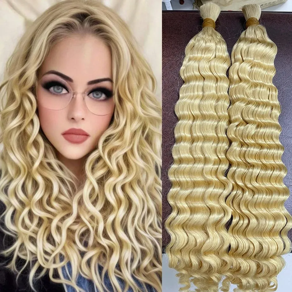 100% Human Hair Deep Wave Bulk Hair No Weft Bundles For Braiding Brazilian Virgin Hair Natural Wave Curly Hair Extensions Remy H