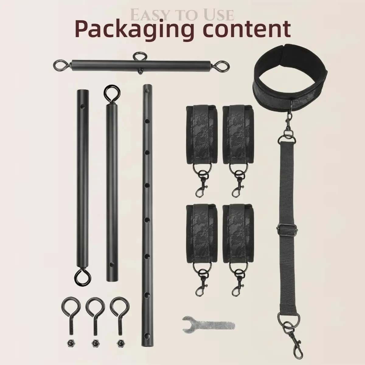 Spreader Bar Sex Toy With Wrist Ankle Neck Collar Restraint Kits Adjustable Handcuffs Collar Bondage Set BDSM For Adult Couple