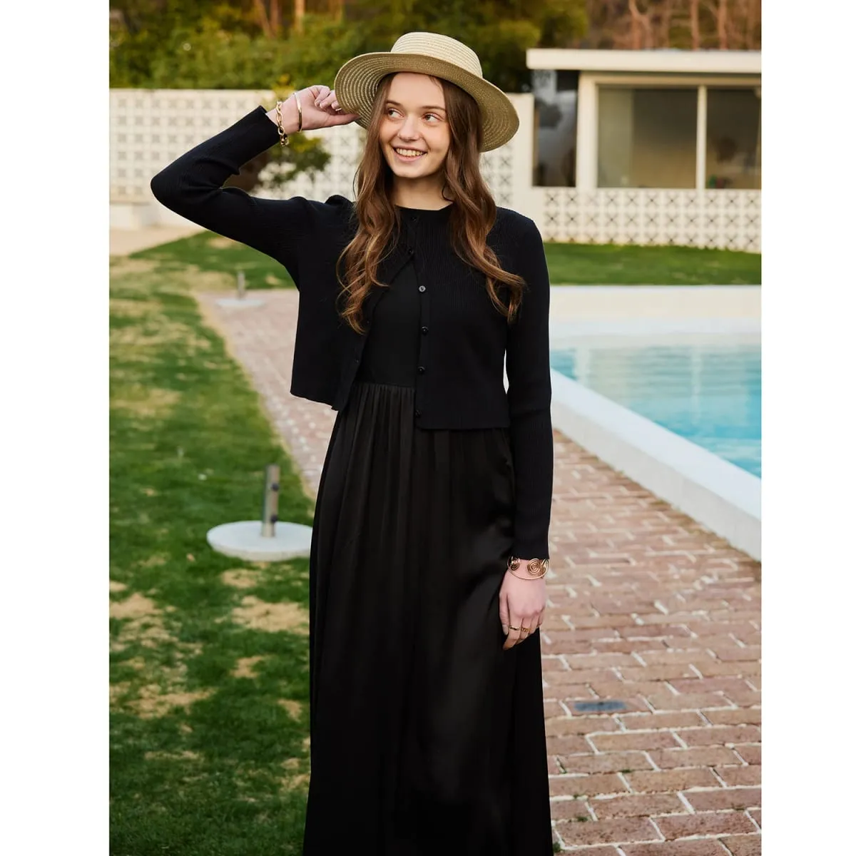 AP SS26 Women Sleeveless Dress Elastic Waist Skirt Cable Cardigan Clothing Elegant