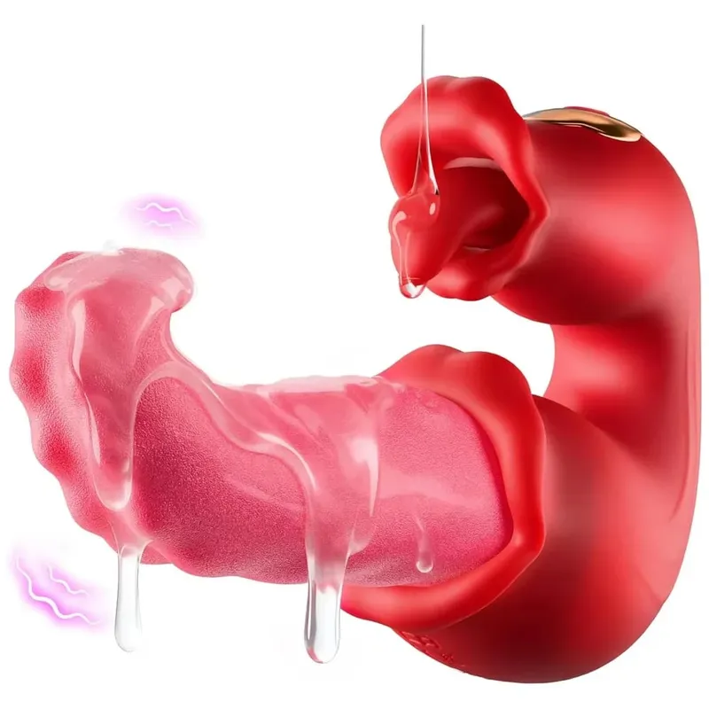 Tongue Licking Clitoral Vibrator for 18+ Women Adult Supplies Thrusting Vaginal Tapping G Spot Female Masturbator for Sex Toy
