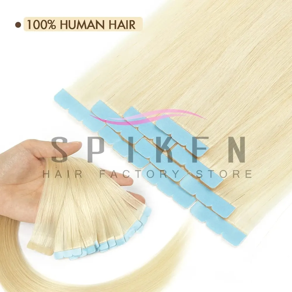 Mini taśma w ludzkich doczepach z włosów 12 "-20" maszyna Remy skóra wątek taśma klejąca włosy naturalny blond taśma Ons 10 sztuk dla kobiet