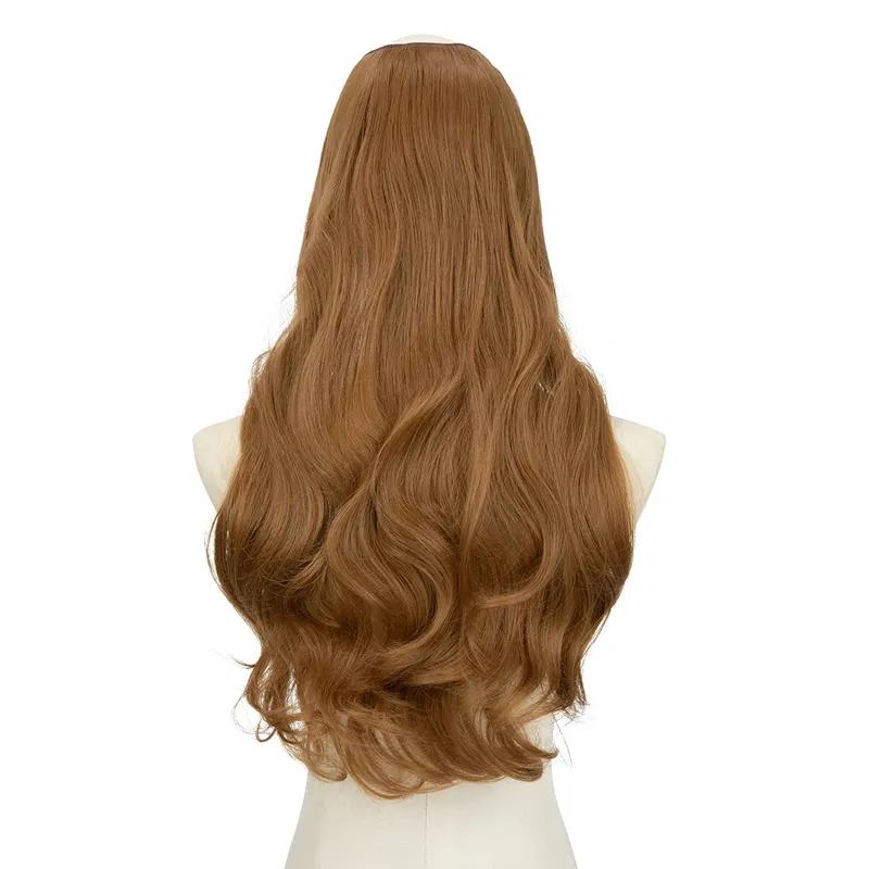 Extension de cheveux synthétiques à Clip en U de qualité supérieure, postiche longue, épaisse et bouclée, Blonde naturelle, faux cheveux résistants à la chaleur pour femmes