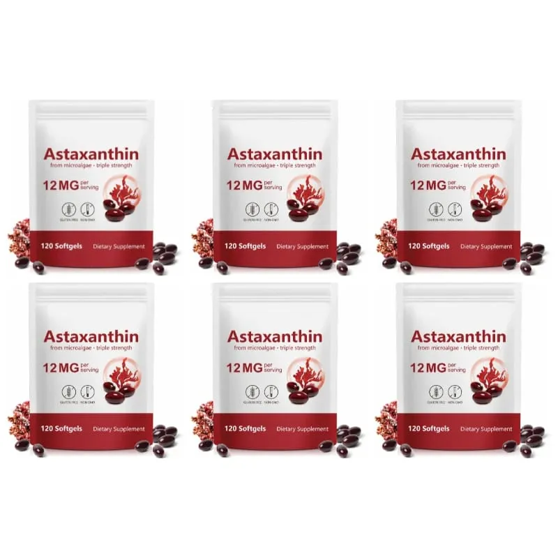 Οι μαλακές γέλη Astaxanthin From Microalgae προάγουν την παραγωγή κολλαγόνου Χωρίς σόγια χωρίς γλουτένη χωρίς ΓΤΟ Triple Strength 120 Softgels