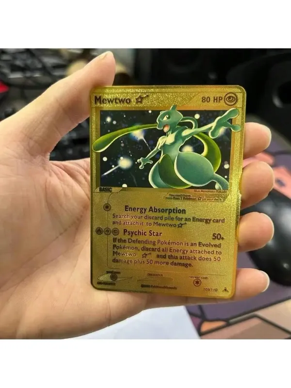 Pokemon Metal Game Collection Card Anime Figure Charizard Pikachu Blastoise Mewtwo Battle Collection Carte Card Toy Gift