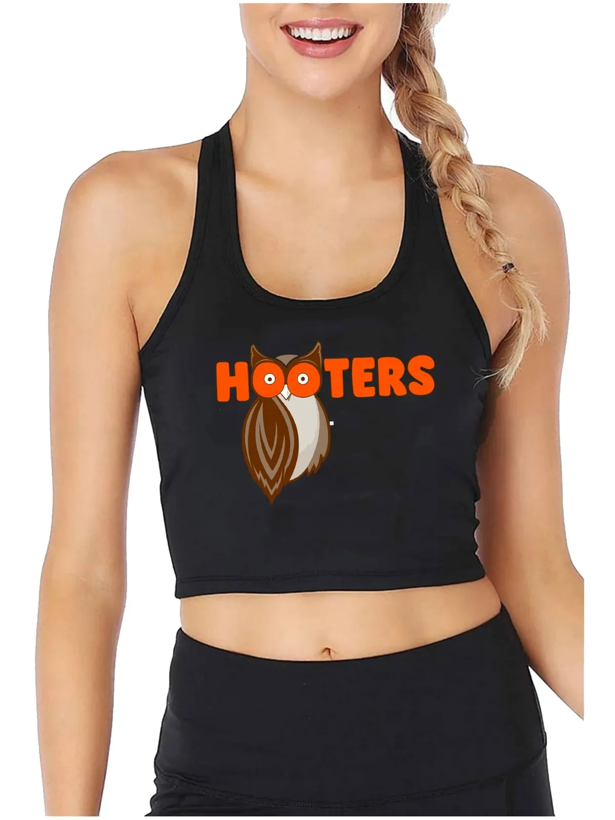 Ske og gaffel Cliparts Hooters Grafik Sexet Slim Fit Crop Top Kvinders sjove fræk Trænings Tanktops Mode Sport Camisole
