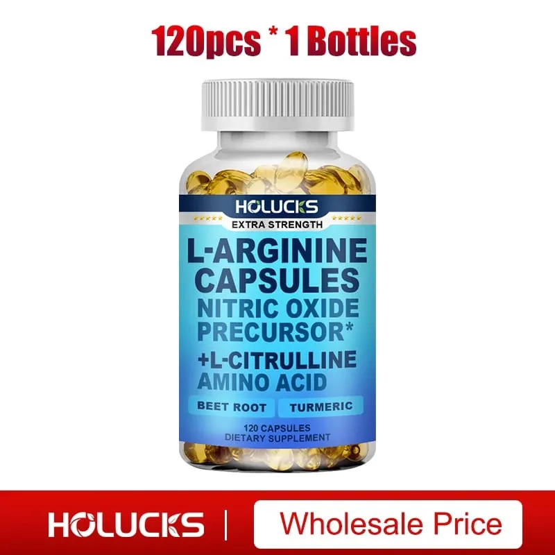 L-Arginine Capsules with L-Citrulline - Nitric Oxide Supplement for Performance Endurance and Muscle Support Vegan Non-GMO
