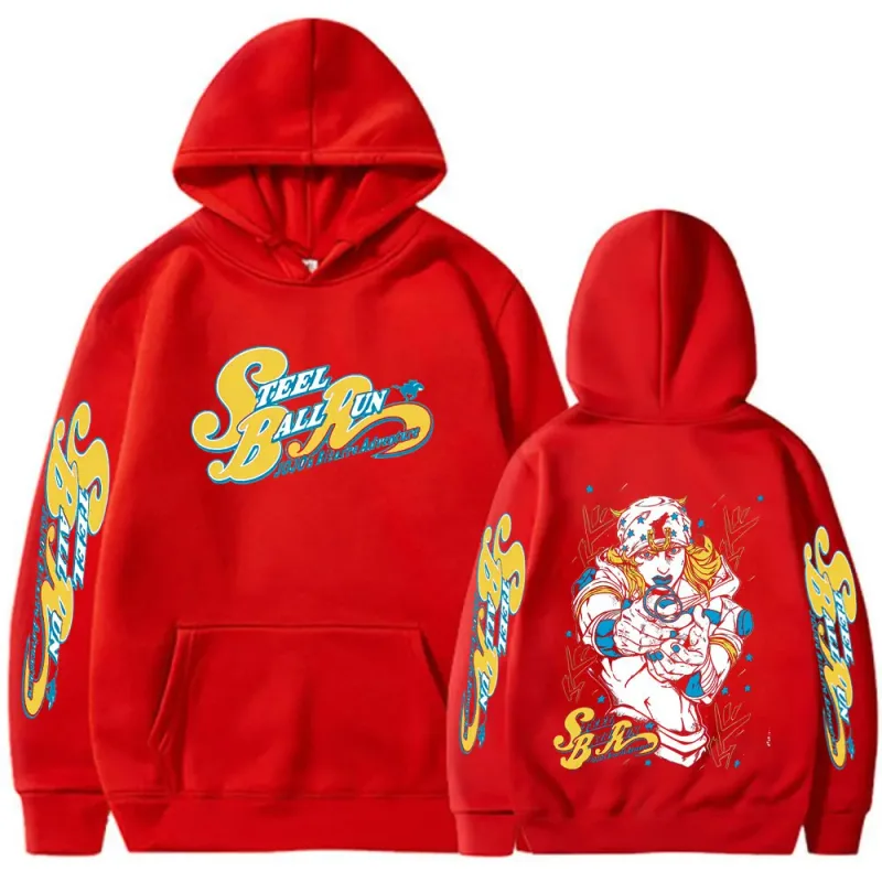 Anime Jojo Bizarre Adventure STEEL BALL RUN Jonathan Joestar Hoodies Men Women Clothing Hip Hop Oversized Hooded Sweatshirts