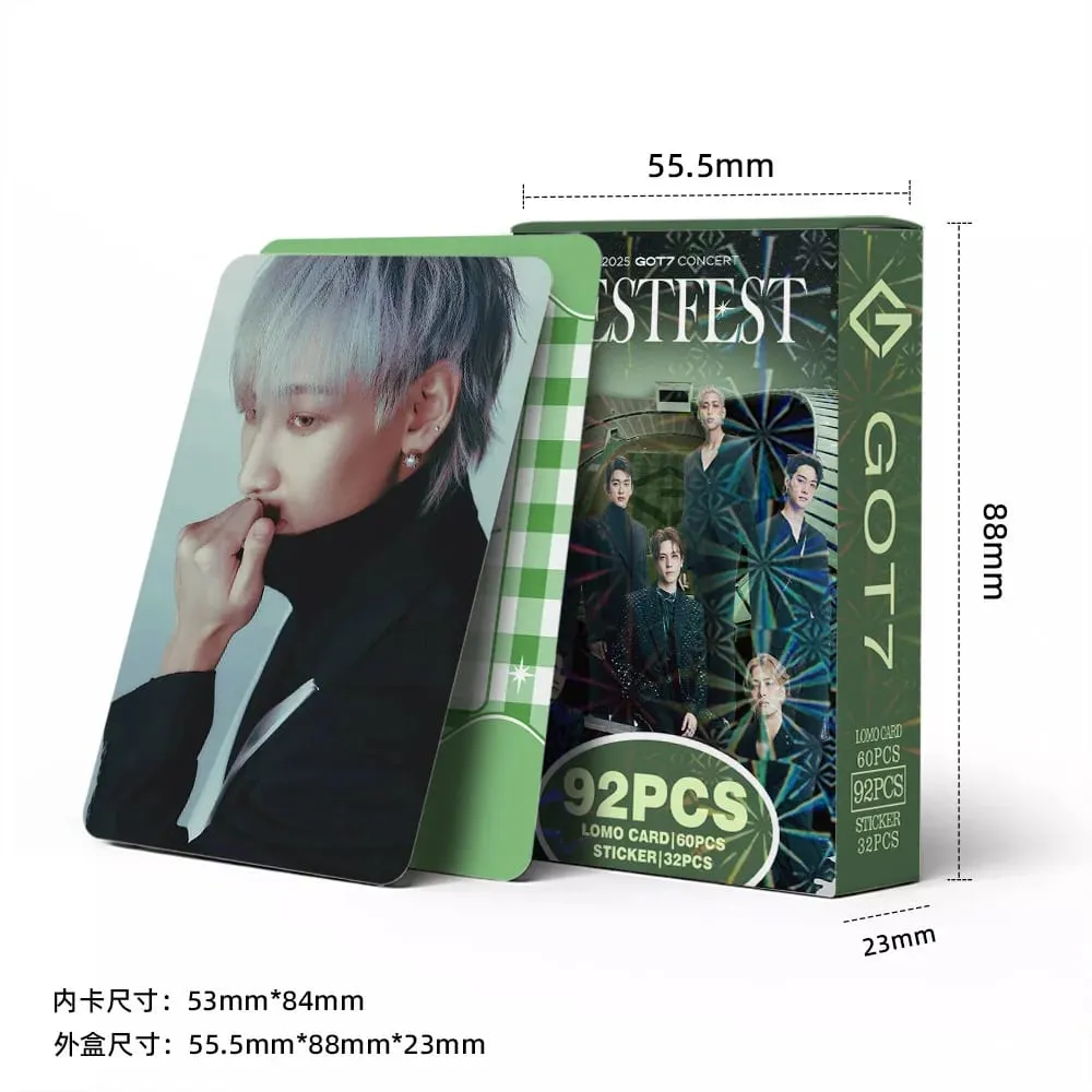 92pcs/set GOT7 NESTFEST Holographic lomo Cards Stickers Star Photocards Photo Lomo Cards Fans Collection Printed Cards