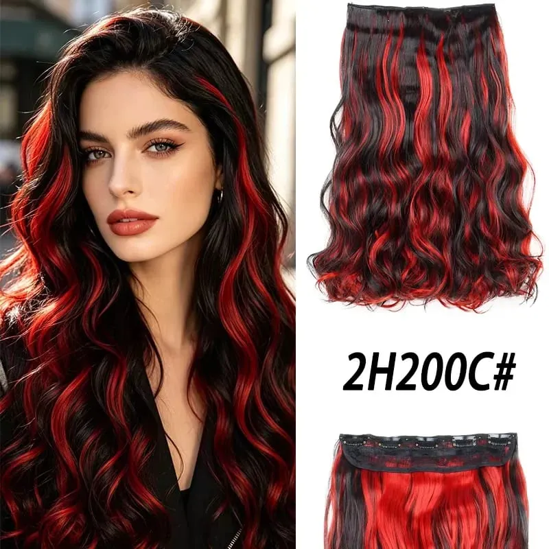 Synthetic 5 Clips in Hair Extensions Body wave Natural Hair Fake False Hair Piece Extentions For Women And Girl halloween wig