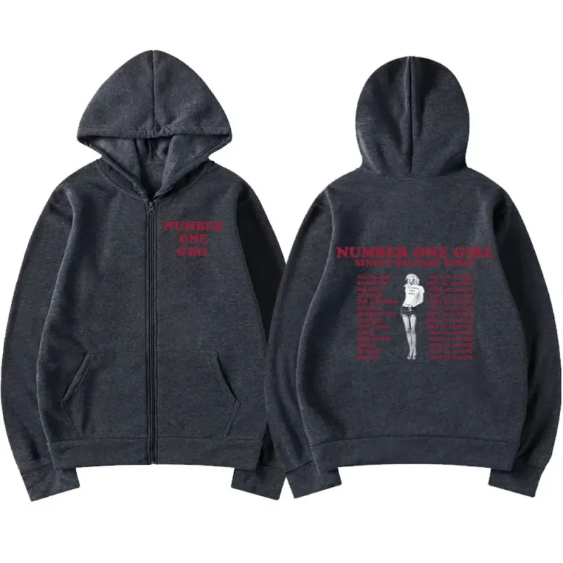 Rosé Nummer Een Meisje Album Rits Hoodies Kpop Mannen Vrouwen Kleding Lange Mouw Zip Up Sweatshirts Fleece Oversized Truien Y2K