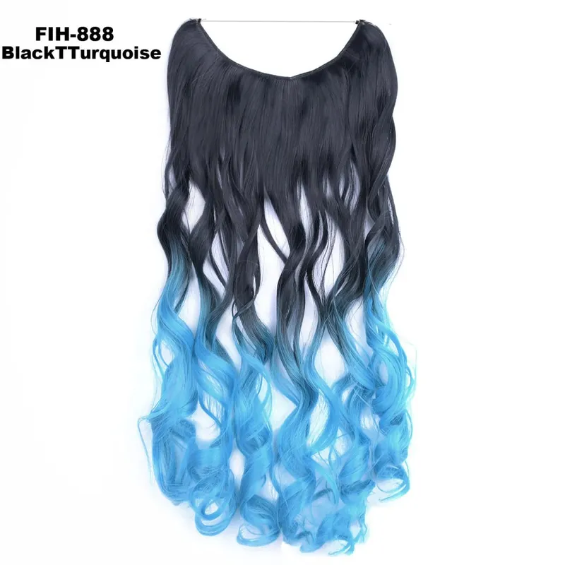 Synthetic One piece Hair Extensions No Clip No Glue Invisible 24inch Long Straight Wave Heat Resistant String Hairpiece