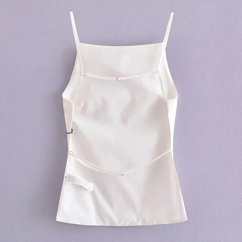 Women Top 2024 Lace Up Backless Camisole Top Women Cheap clothes Sexy Fashion Tanks & Camis Crop top Women White Black top