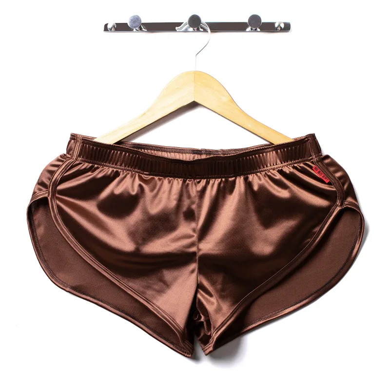 Boxers Underwear Men's Sexy Boxer Trunks Smooth Satin Pajamas Shorts Side Split Lounge Boxershorts Home Sleep Bottoms