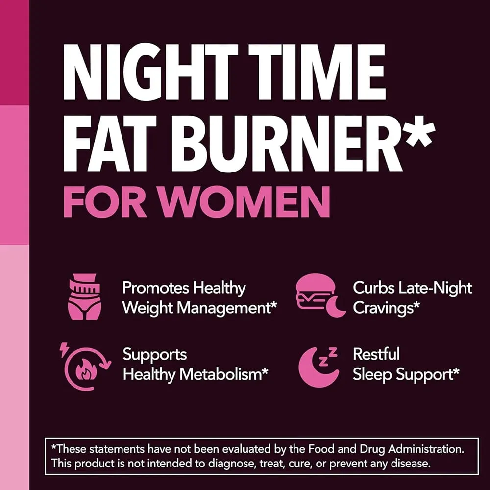 Night Time Weight Loss Pills for Women Appetite Suppressant & Metabolism Booster Nighttime Supplement Slimming While You Sleep
