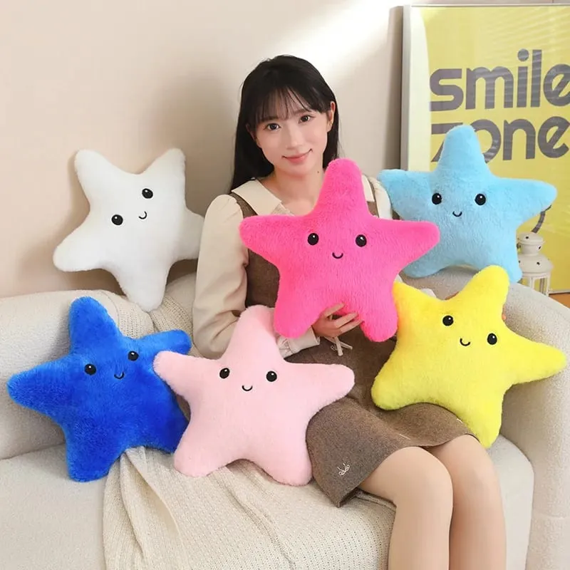 35/40cm Starfish Star Plush Pillow Stuffed Smiling Happy Sky Pillow Colorful Decor Cushion for Sofa Chair Back Support Gift