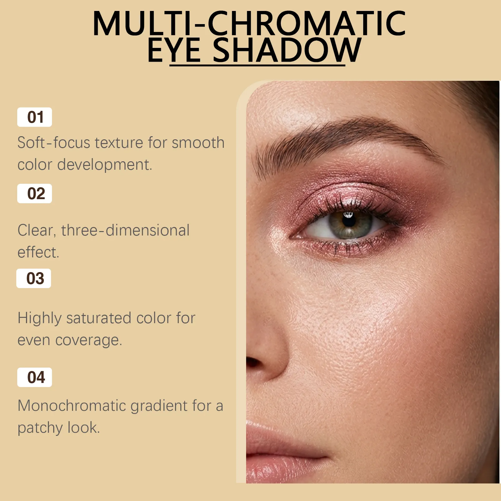 Rose Gold Shimmer Shine Eye Shadow Daily Natural Glow Colorful Lustrous Eyeshadow Portable Compact Palettes For Travel Office Dating Party Eye Makeup Cosmetic
